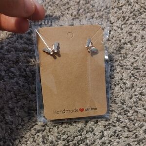 Gray Butterfly Stud Earrings